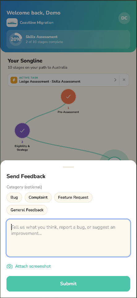Send feedback · bug, complaint, request