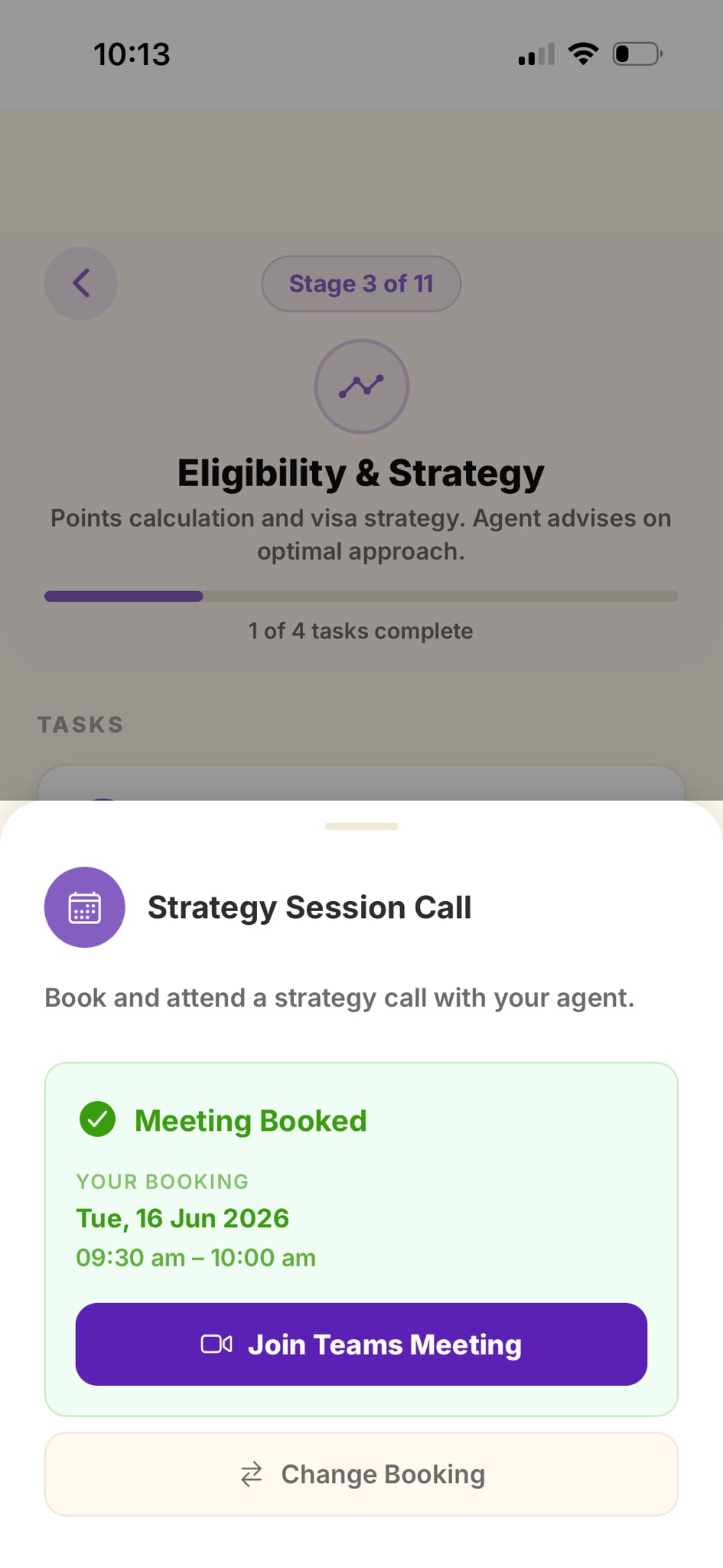 Meeting Booked confirmation with the Join Teams Meeting button